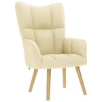 vidaXL Scaun de relaxare cu taburet, crem, textil vidaXL Scaun de relaxare cu taburet, crem, textil