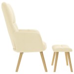 vidaXL Scaun de relaxare cu taburet, crem, textil vidaXL Scaun de relaxare cu taburet, crem, textil