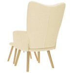 vidaXL Scaun de relaxare cu taburet, crem, textil vidaXL Scaun de relaxare cu taburet, crem, textil