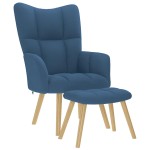 vidaXL Scaun de relaxare cu taburet, albastru, textil vidaXL Scaun de relaxare cu taburet, albastru, textil