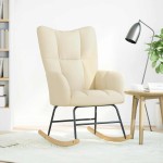 vidaXL Scaun balansoar, crem, material textil