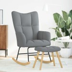 vidaXL Scaun balansoar cu taburet, gri deschis, textil vidaXL Scaun balansoar cu taburet, gri deschis, textil