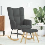 vidaXL Scaun balansoar cu taburet, gri închis, textil