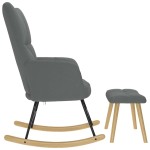 vidaXL Scaun balansoar cu taburet, gri închis, textil