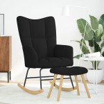 vidaXL Scaun balansoar cu taburet, Negru, material textil vidaXL Scaun balansoar cu taburet, Negru, material textil