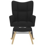 vidaXL Scaun balansoar cu taburet, Negru, material textil vidaXL Scaun balansoar cu taburet, Negru, material textil
