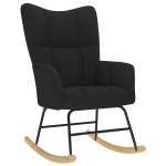 vidaXL Scaun balansoar cu taburet, Negru, material textil vidaXL Scaun balansoar cu taburet, Negru, material textil