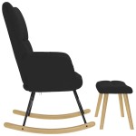 vidaXL Scaun balansoar cu taburet, Negru, material textil vidaXL Scaun balansoar cu taburet, Negru, material textil
