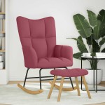 vidaXL Scaun balansoar cu taburet, roșu vin, material textil vidaXL Scaun balansoar cu taburet, roșu vin, material textil