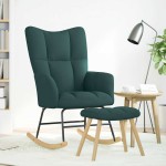 vidaXL Scaun balansoar cu taburet, verde închis, textil vidaXL Scaun balansoar cu taburet, verde închis, textil