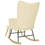 vidaXL Scaun balansoar cu taburet, crem, material textil
