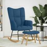 vidaXL Scaun balansoar cu taburet, albastru, material textil vidaXL Scaun balansoar cu taburet, albastru, material textil