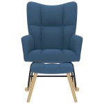 vidaXL Scaun balansoar cu taburet, albastru, material textil vidaXL Scaun balansoar cu taburet, albastru, material textil