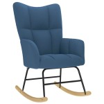 vidaXL Scaun balansoar cu taburet, albastru, material textil vidaXL Scaun balansoar cu taburet, albastru, material textil