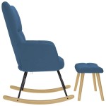 vidaXL Scaun balansoar cu taburet, albastru, material textil vidaXL Scaun balansoar cu taburet, albastru, material textil