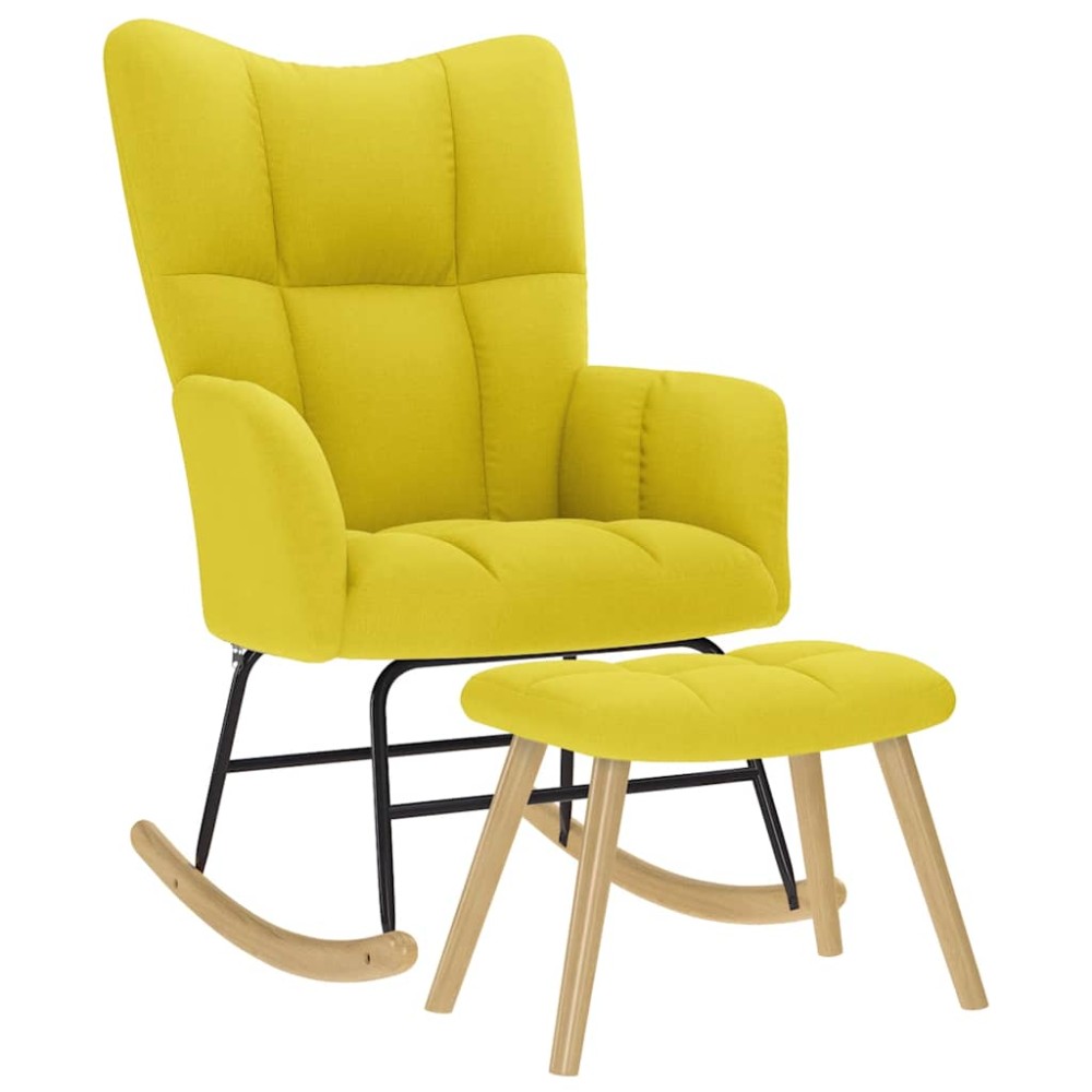 vidaXL Scaun balansoar cu taburet din material galben deschis