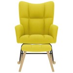 vidaXL Scaun balansoar cu taburet din material galben deschis vidaXL Scaun balansoar cu taburet din material galben deschis