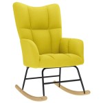 vidaXL Scaun balansoar cu taburet din material galben deschis vidaXL Scaun balansoar cu taburet din material galben deschis