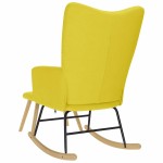 vidaXL Scaun balansoar cu taburet din material galben deschis vidaXL Scaun balansoar cu taburet din material galben deschis