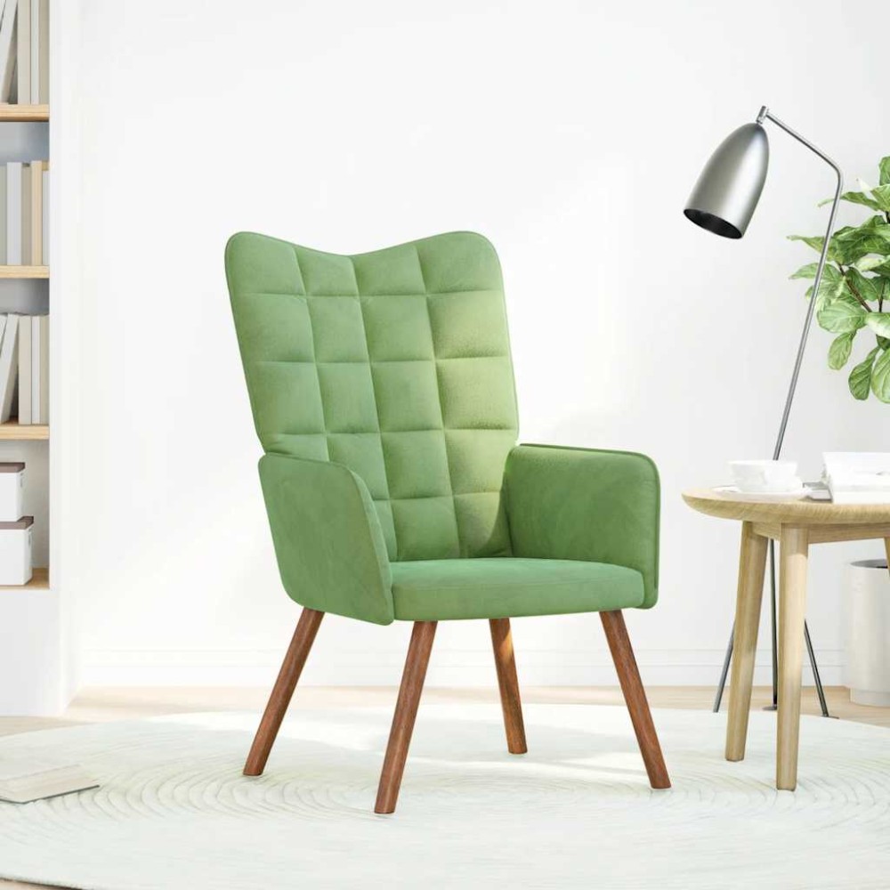 vidaXL Scaun de relaxare, verde deschis, catifea