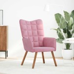 vidaXL Scaun de relaxare, roz, catifea vidaXL Scaun de relaxare, roz, catifea