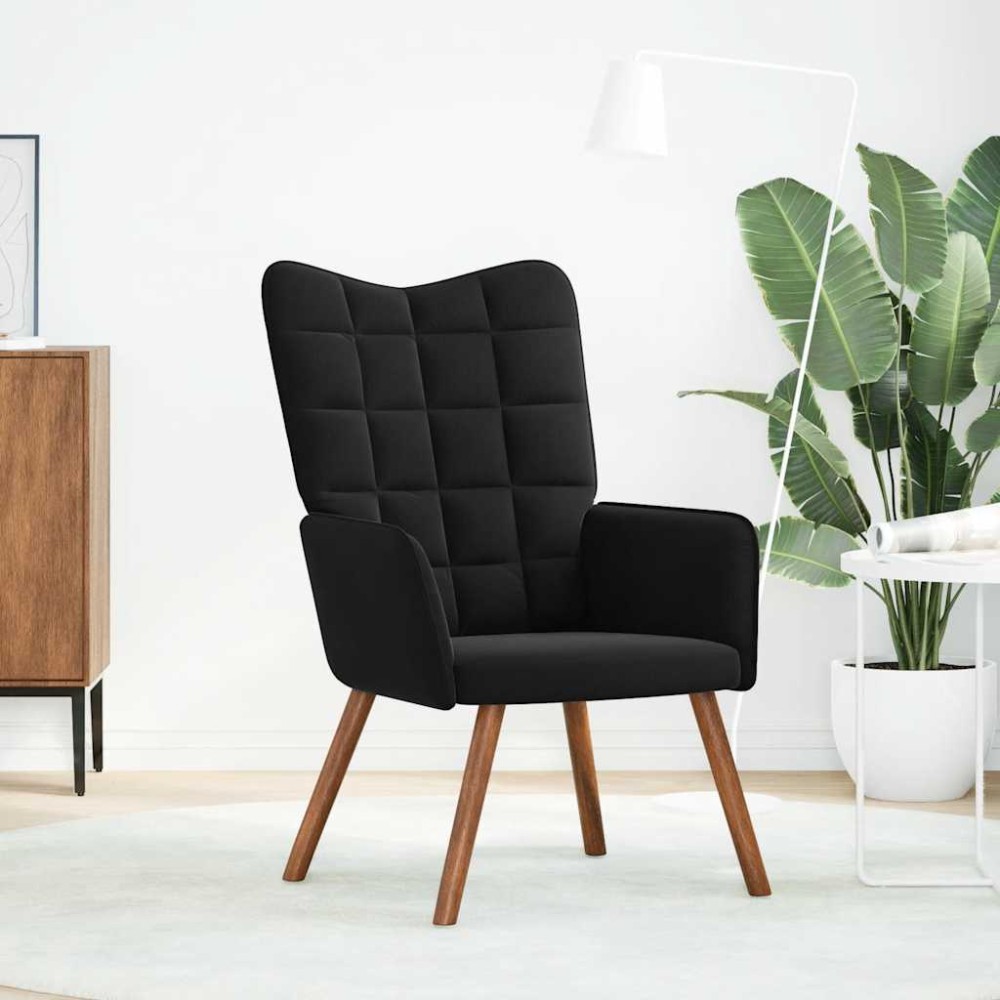vidaXL Scaun de relaxare, negru, catifea