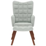 vidaXL Scaun de relaxare cu taburet, gri deschis, catifea vidaXL Scaun de relaxare cu taburet, gri deschis, catifea