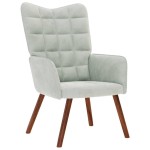 vidaXL Scaun de relaxare cu taburet, gri deschis, catifea vidaXL Scaun de relaxare cu taburet, gri deschis, catifea