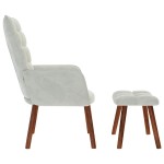 vidaXL Scaun de relaxare cu taburet, gri deschis, catifea vidaXL Scaun de relaxare cu taburet, gri deschis, catifea