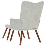 vidaXL Scaun de relaxare cu taburet, gri deschis, catifea vidaXL Scaun de relaxare cu taburet, gri deschis, catifea