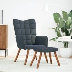 vidaXL Scaun de relaxare cu taburet, gri închis, catifea vidaXL Scaun de relaxare cu taburet, gri închis, catifea