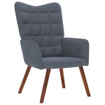 vidaXL Scaun de relaxare cu taburet, gri închis, catifea vidaXL Scaun de relaxare cu taburet, gri închis, catifea