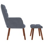 vidaXL Scaun de relaxare cu taburet, gri închis, catifea vidaXL Scaun de relaxare cu taburet, gri închis, catifea