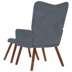 vidaXL Scaun de relaxare cu taburet, gri închis, catifea vidaXL Scaun de relaxare cu taburet, gri închis, catifea