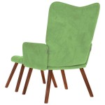 vidaXL Scaun de relaxare cu taburet, verde deschis, catifea