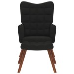 vidaXL Scaun de relaxare cu taburet, negru, catifea vidaXL Scaun de relaxare cu taburet, negru, catifea