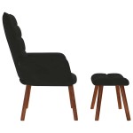 vidaXL Scaun de relaxare cu taburet, negru, catifea vidaXL Scaun de relaxare cu taburet, negru, catifea