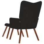 vidaXL Scaun de relaxare cu taburet, negru, catifea vidaXL Scaun de relaxare cu taburet, negru, catifea