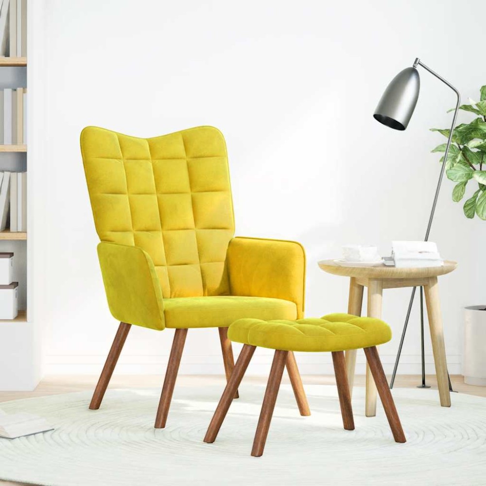 vidaXL Scaun de relaxare cu scaun catifea galbenă