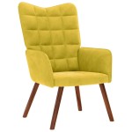 vidaXL Scaun de relaxare cu scaun catifea galbenă vidaXL Scaun de relaxare cu scaun catifea galbenă