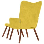 vidaXL Scaun de relaxare cu scaun catifea galbenă vidaXL Scaun de relaxare cu scaun catifea galbenă