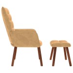vidaXL Scaun de relaxare cu taburet, maro, catifea vidaXL Scaun de relaxare cu taburet, maro, catifea