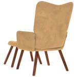 vidaXL Scaun de relaxare cu taburet, maro, catifea vidaXL Scaun de relaxare cu taburet, maro, catifea