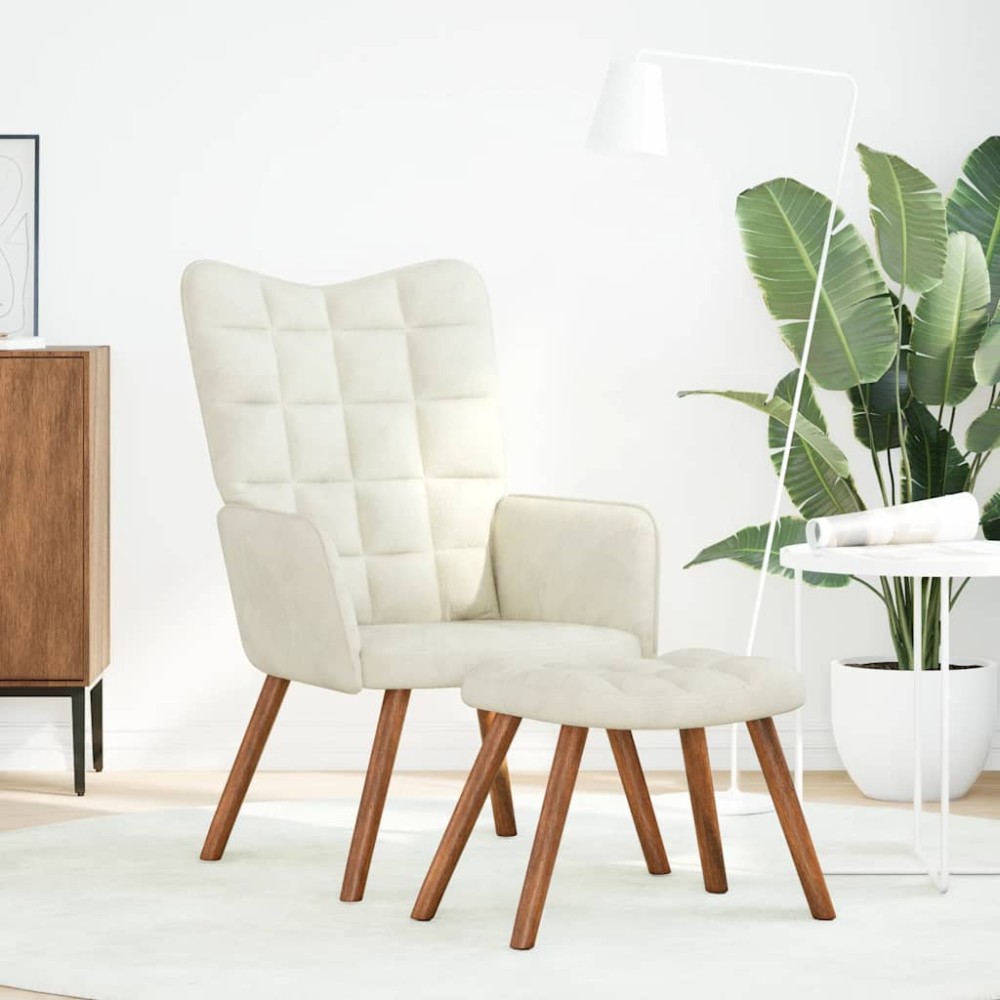 vidaXL Scaun de relaxare cu scaun catifea crem