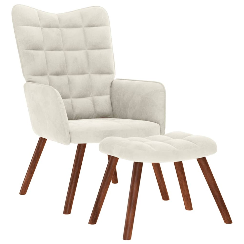 vidaXL Scaun de relaxare cu scaun catifea crem