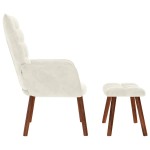 vidaXL Scaun de relaxare cu scaun catifea crem vidaXL Scaun de relaxare cu scaun catifea crem