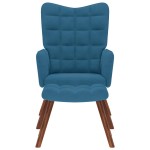 vidaXL Scaun de relaxare cu taburet, albastru, catifea vidaXL Scaun de relaxare cu taburet, albastru, catifea
