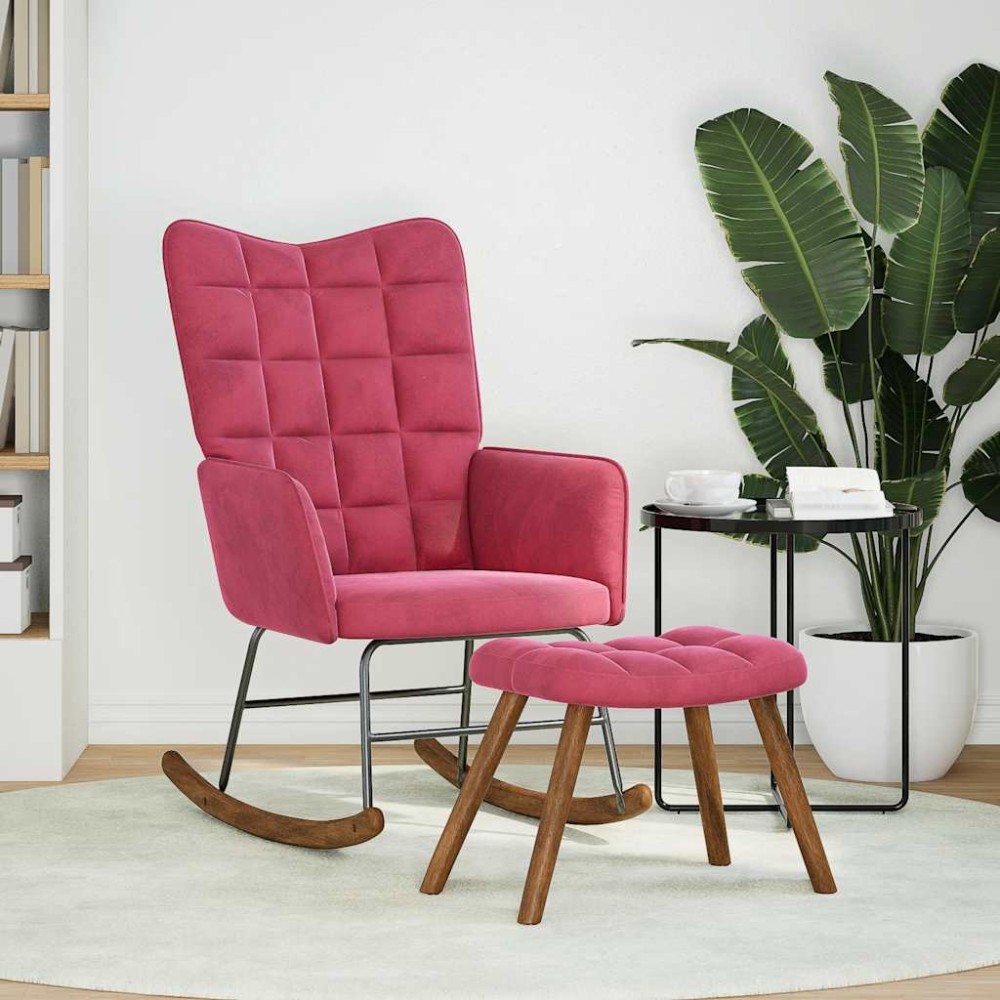 vidaXL Scaun balansoar cu scaun Wine Red Velvet