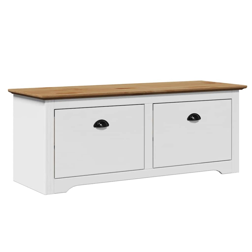vidaXL Bancă pentru hol „BODO” albă și maro 114x40x45 cm