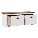 vidaXL Bancă pentru hol „BODO” albă și maro 114x40x45 cm